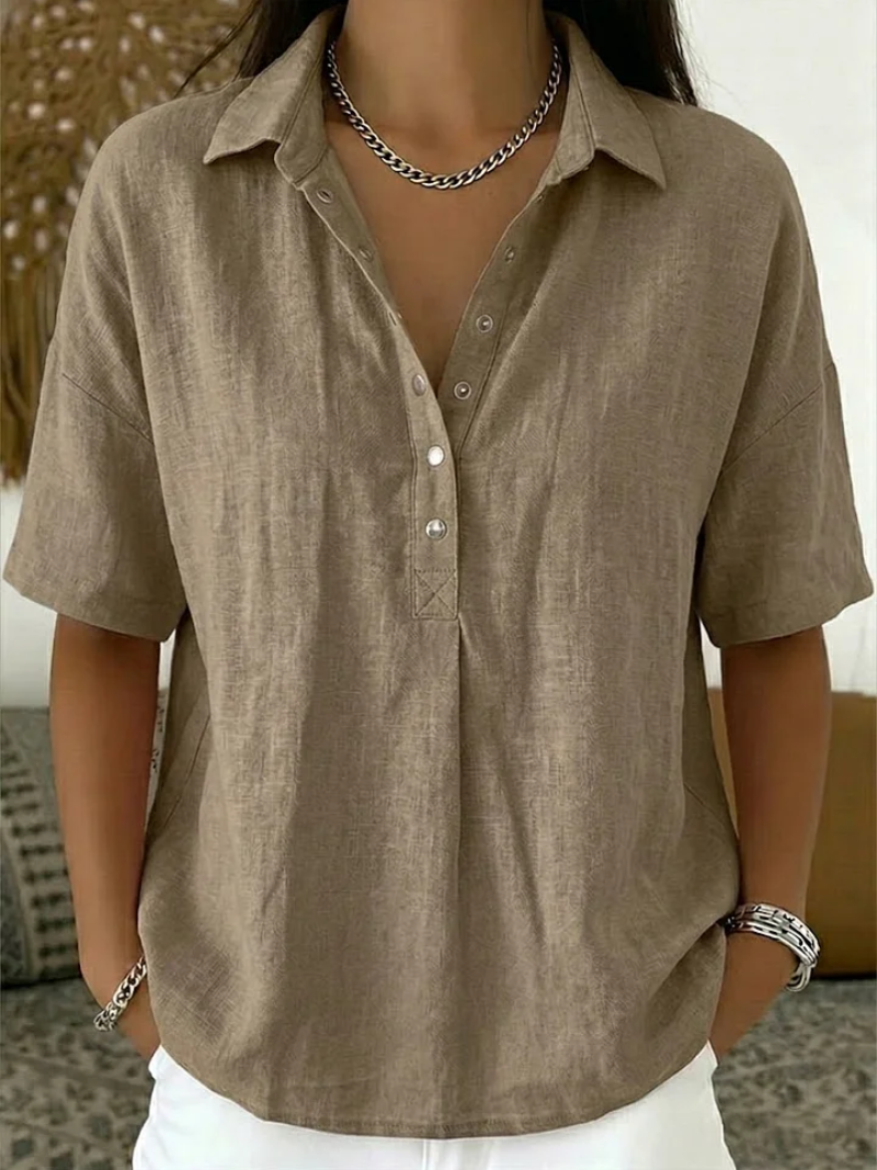 Charlotte | Relaxed Collared Button Blouse