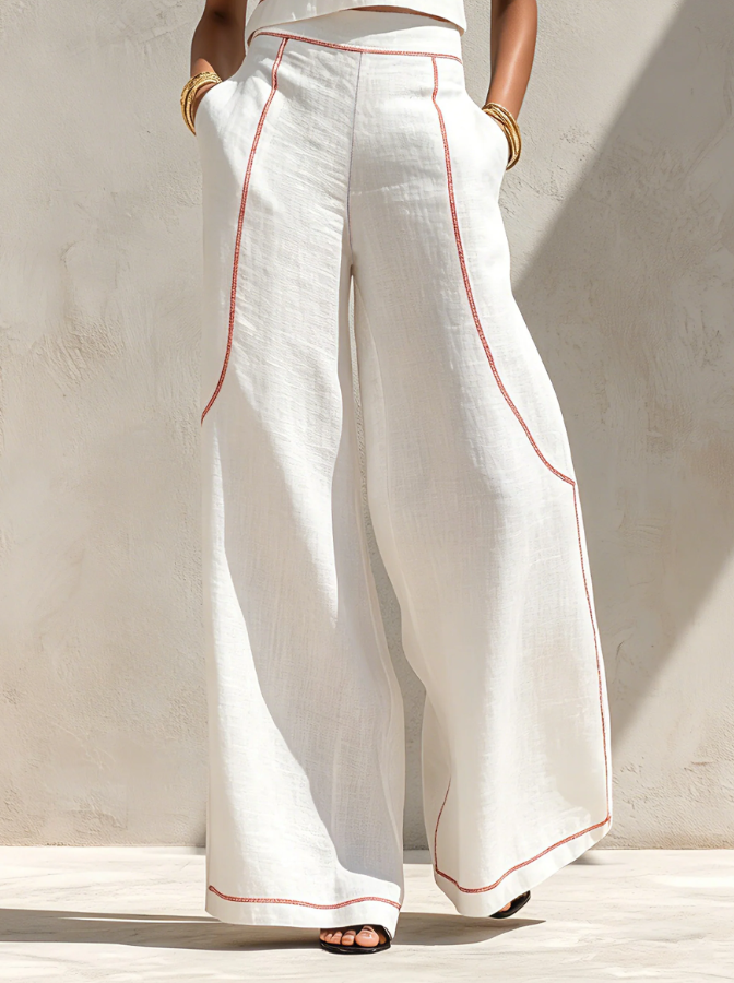Ornela | Sleeveless Blend Top & Wide-Leg Trouser Set