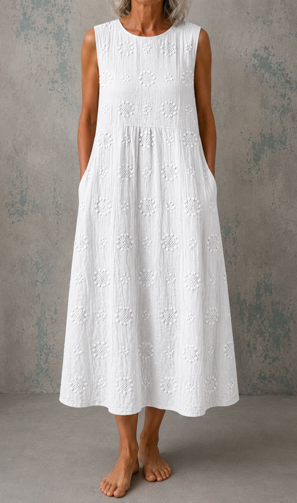 Linda | Textured Sleeveless Midi Dress