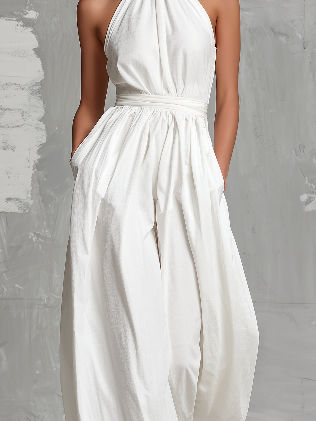 Zoltán | Draped Halter Neck Wide-Leg Jumpsuit