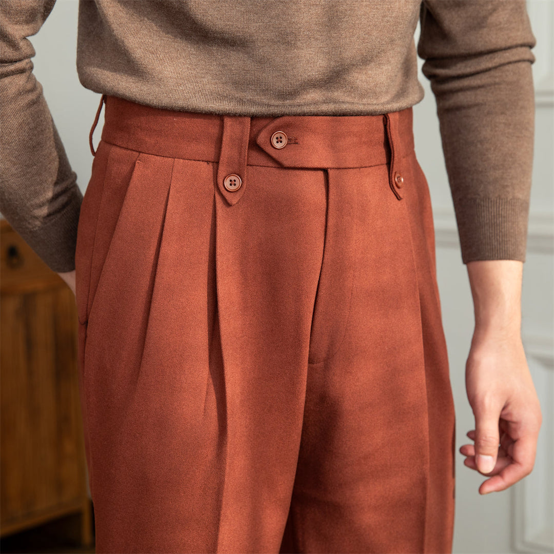 Rome Wool Blend Pleated Trousers