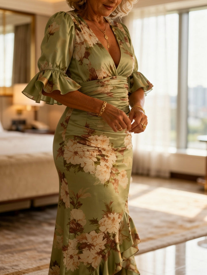 Kassandra | Floral Ruffle Midi Dress