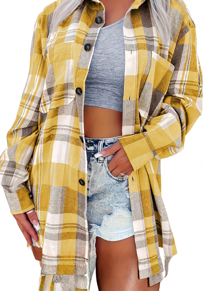 Sierra | Oversized Plaid Button-Up Shirt