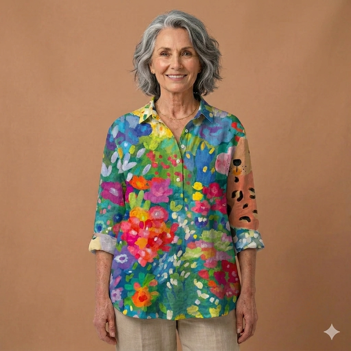 Caroline Abstract Artistic Broadcloth Blouse