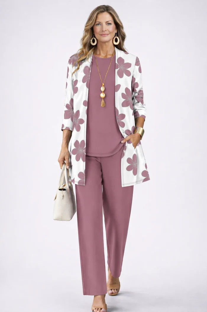 Jenilyn | Printed Longline Jacket Three-Piece Set