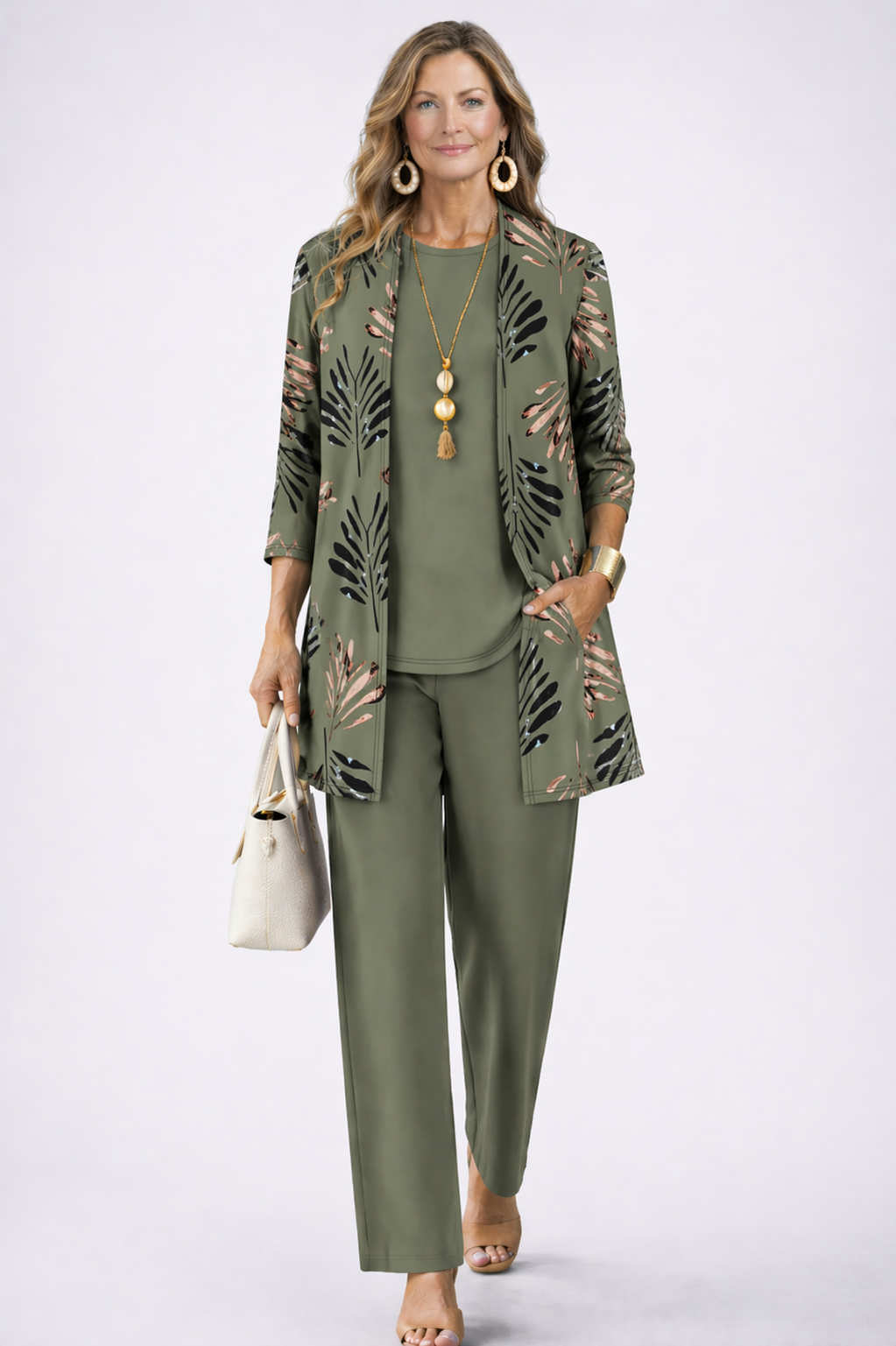 Jenilyn | Printed Longline Jacket Three-Piece Set
