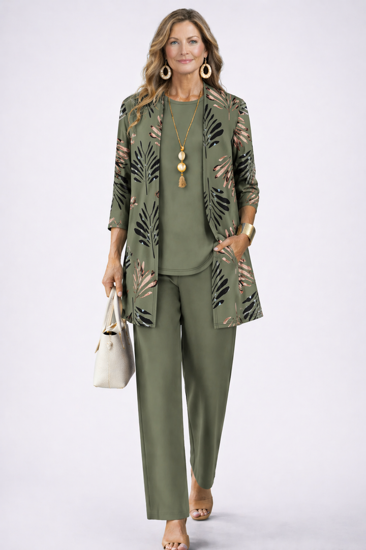Jenilyn | Printed Longline Jacket Three-Piece Set