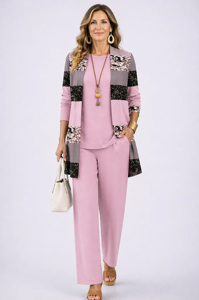 Jenilyn | Printed Longline Jacket Three-Piece Set
