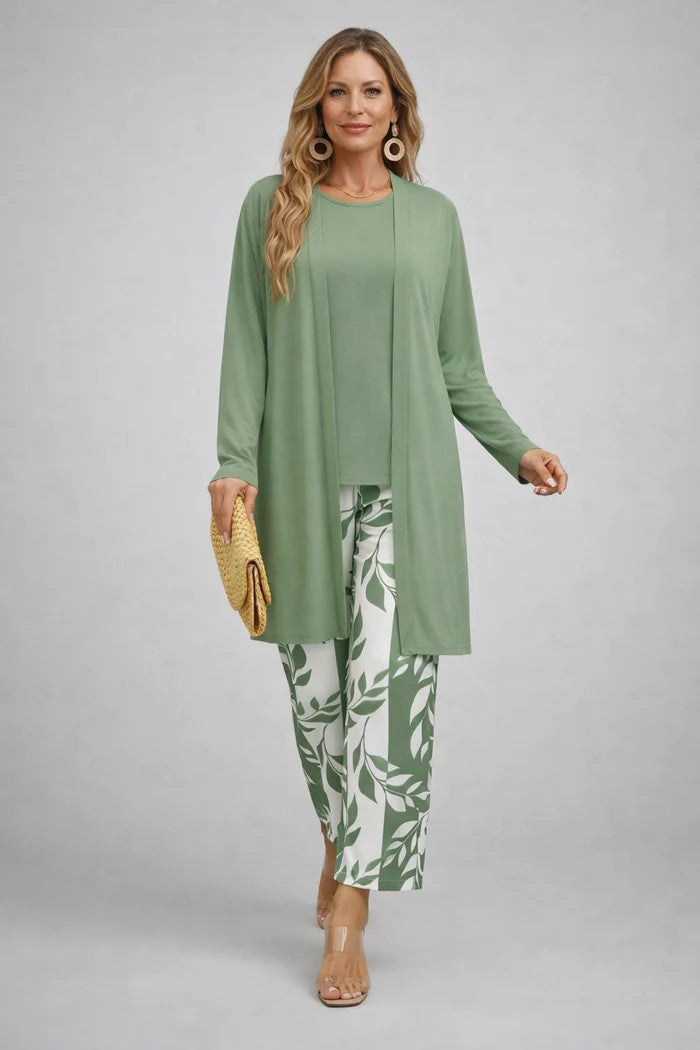 Jenilyn | Printed Longline Jacket Three-Piece Set