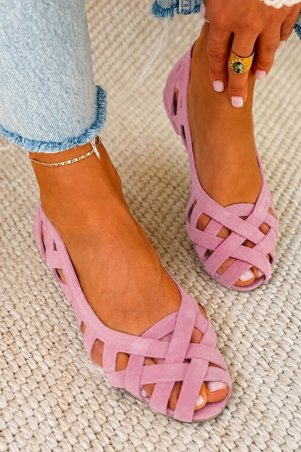Camille | Woven Crisscross Flat Sandal