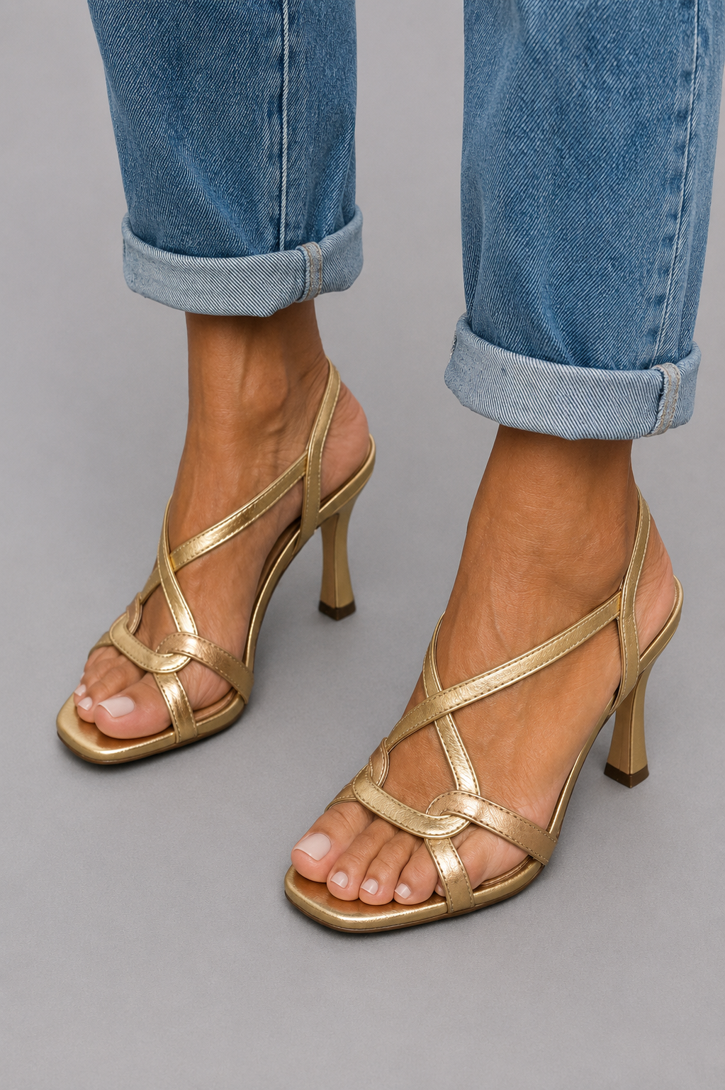 Cassie | Gold Strappy Stiletto Sandal