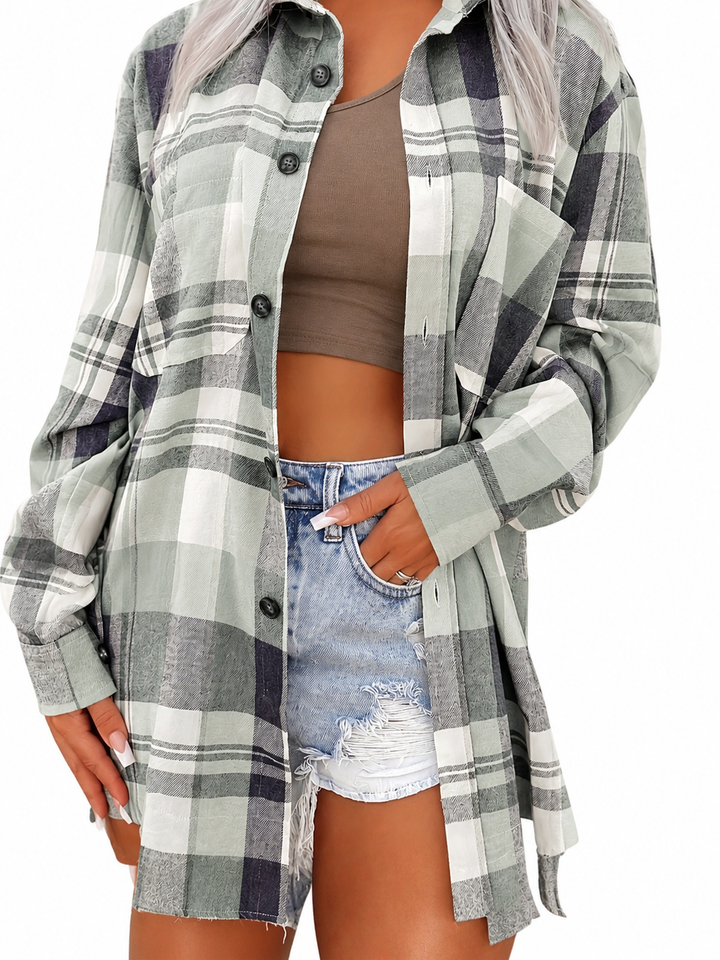 Sierra | Oversized Plaid Button-Up Shirt