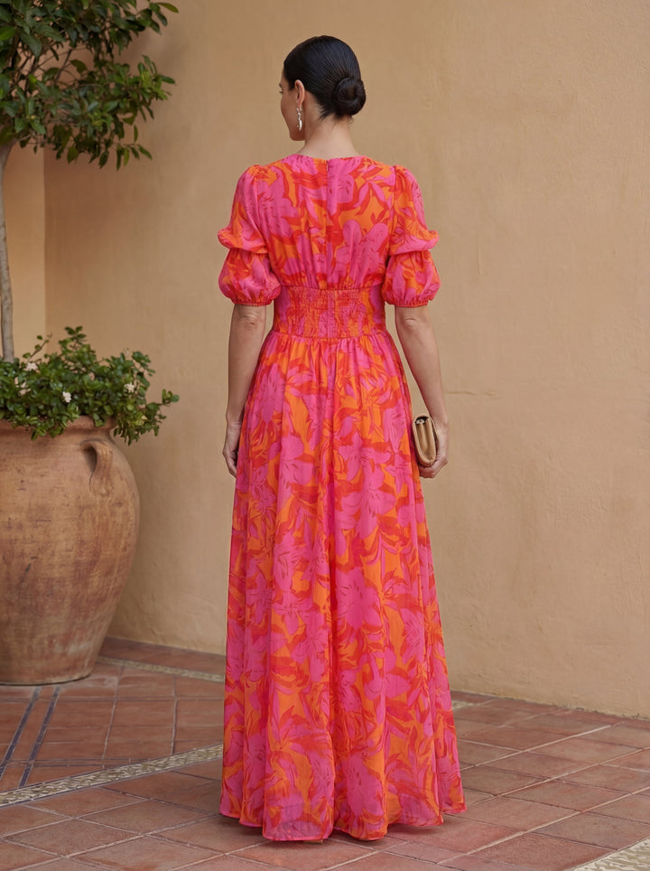 Olvera | Puff-Sleeve Floral Maxi Dress