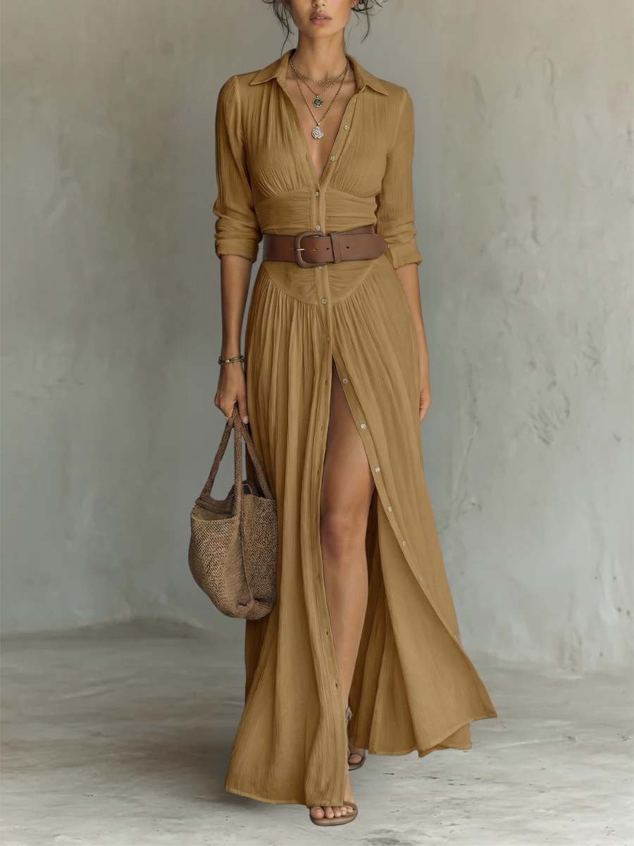 Mackenzie | Button-Through Shirt Maxi Dress