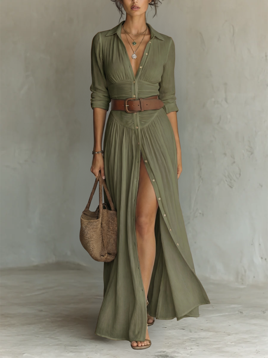 Mackenzie | Button-Through Shirt Maxi Dress