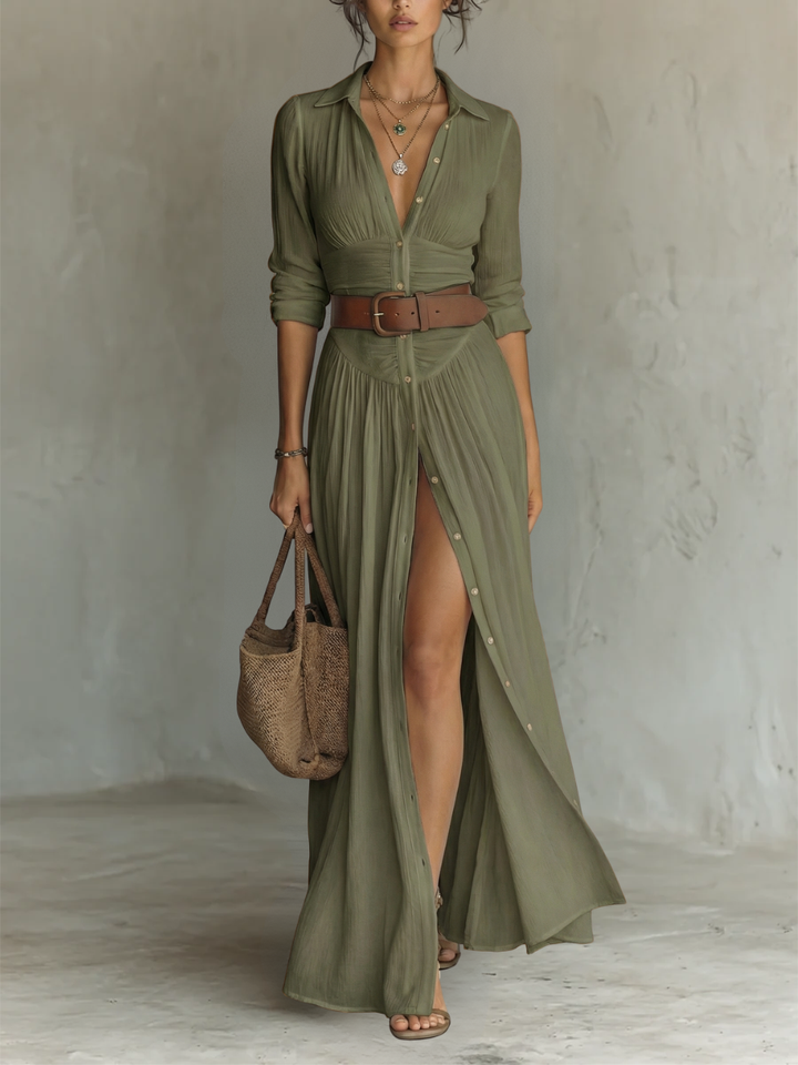 Mackenzie | Button-Through Shirt Maxi Dress