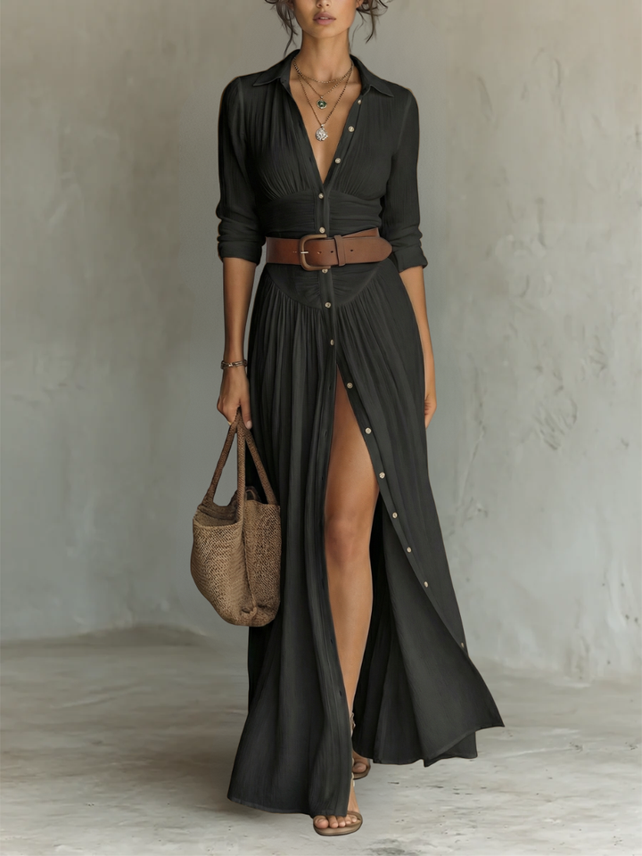 Mackenzie | Button-Through Shirt Maxi Dress