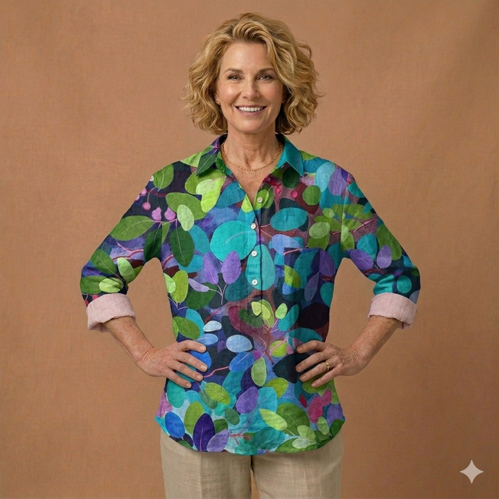 Maya Vintage-Inspired Cotton Linen Blouse