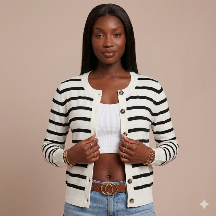 Hannah Classic Button-Front Medium Weight Cardigan