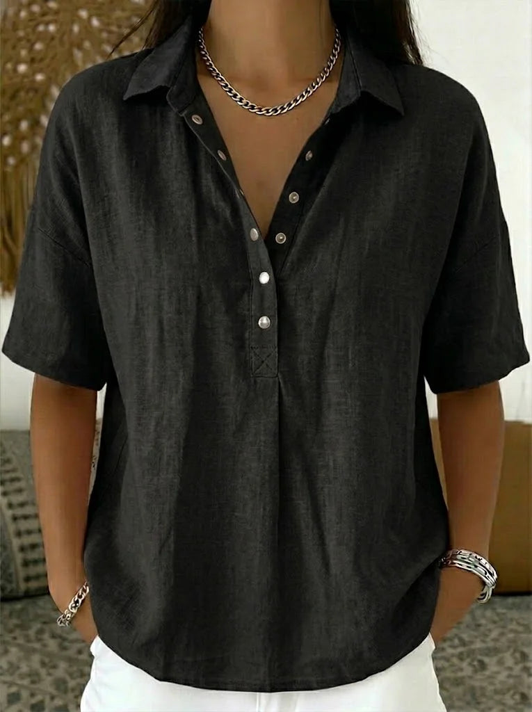 Charlotte | Relaxed Collared Button Blouse