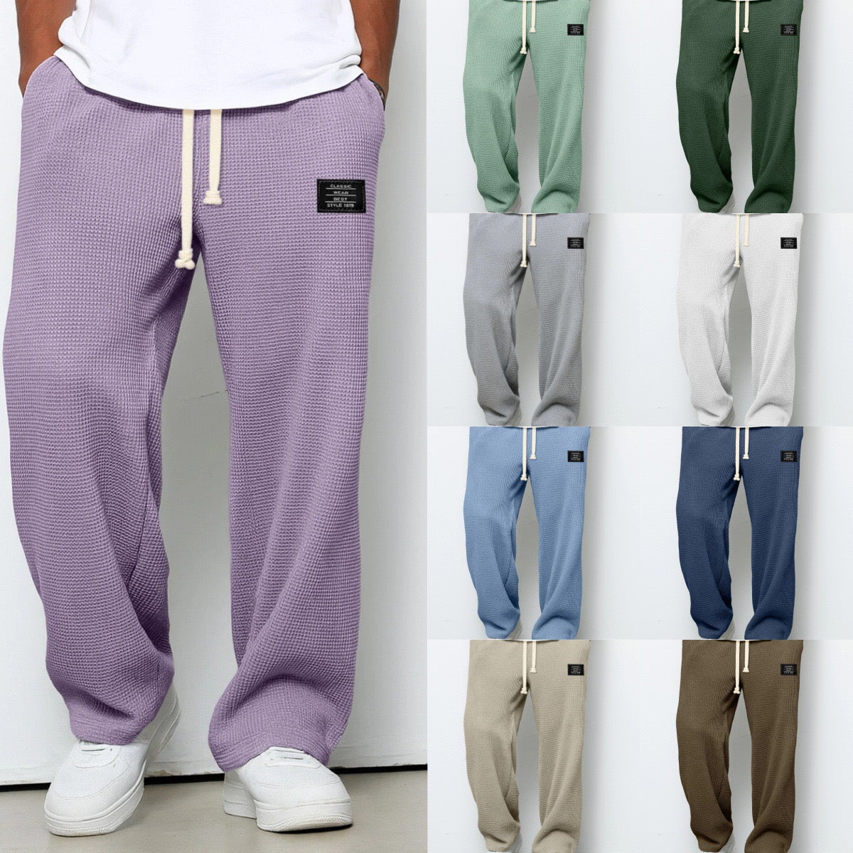 Samy | Waffle-Knit Wide-Leg Drawstring Trousers