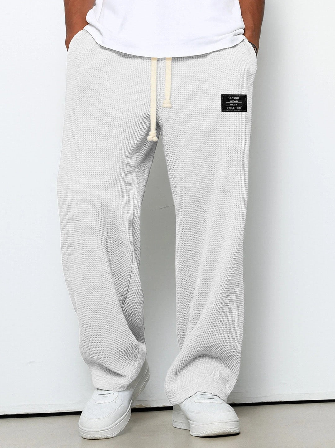Samy | Waffle-Knit Wide-Leg Drawstring Trousers