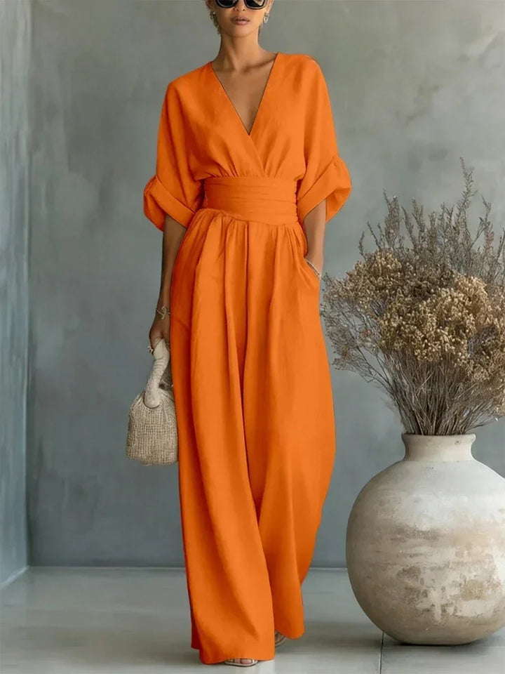 Rachel | Wrap V-Neck Obi-Waist Wide-Leg Jumpsuit