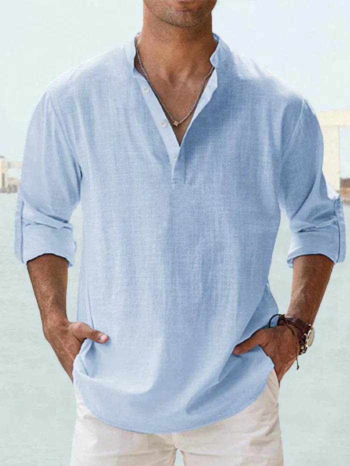 Sommerfeld | Men's Henley Linen Long-Sleeve Shirt