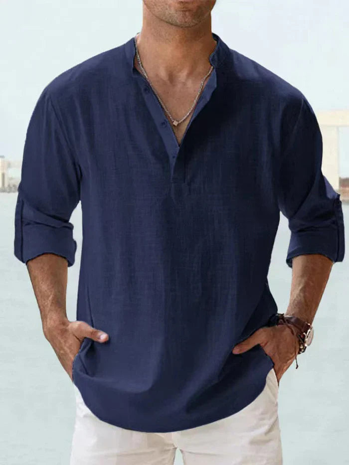 Sommerfeld | Men's Henley Linen Long-Sleeve Shirt