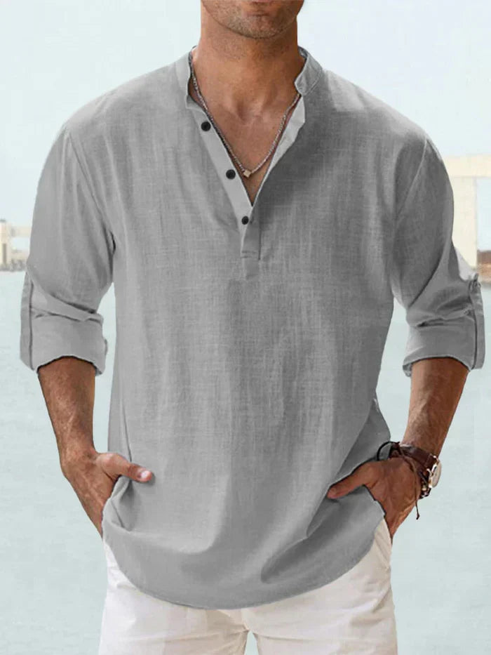Sommerfeld | Men's Henley Linen Long-Sleeve Shirt