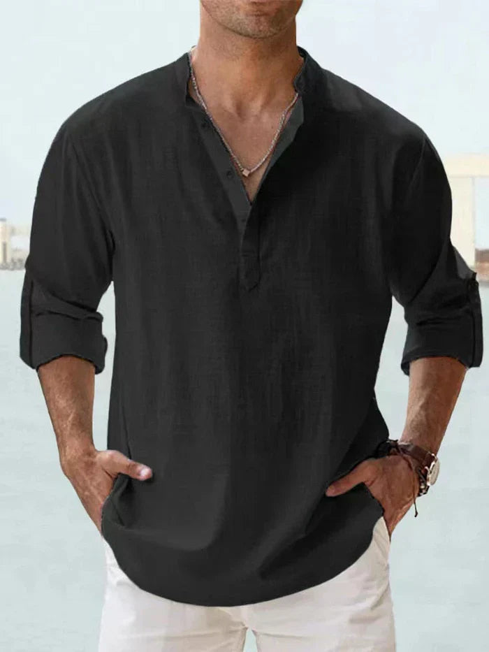 Sommerfeld | Men's Henley Linen Long-Sleeve Shirt