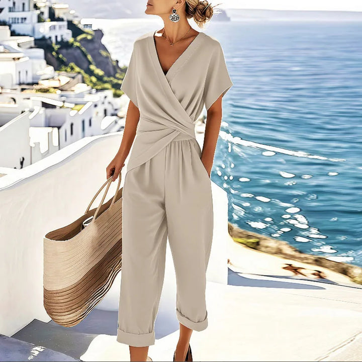 Colleen | Wrap-Front Cropped Jumpsuit
