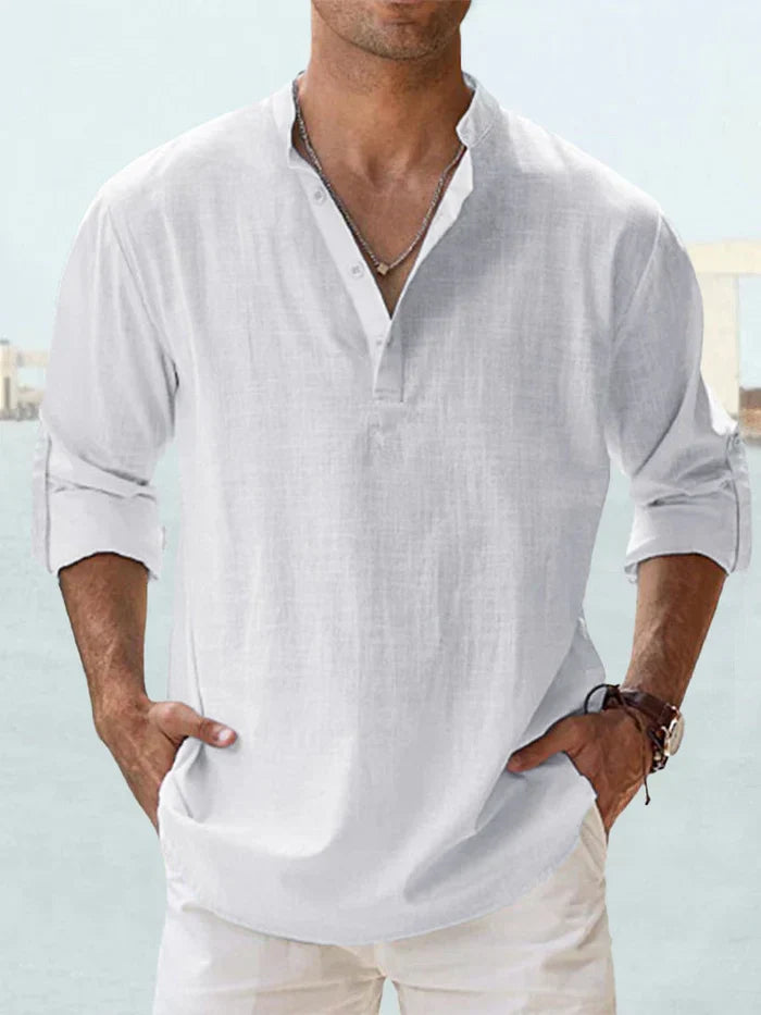 Sommerfeld | Men's Henley Linen Long-Sleeve Shirt