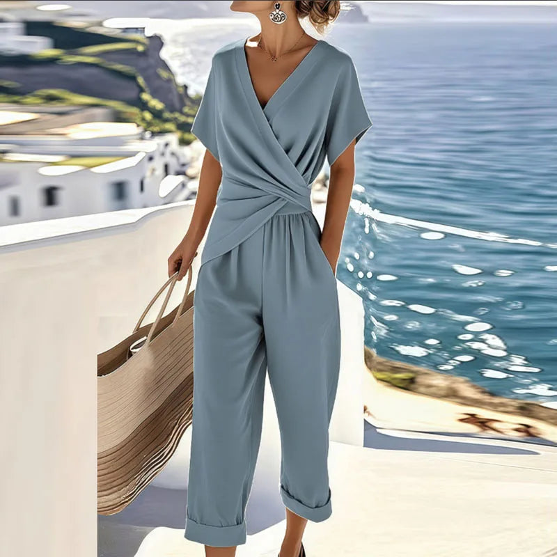 Colleen | Wrap-Front Cropped Jumpsuit