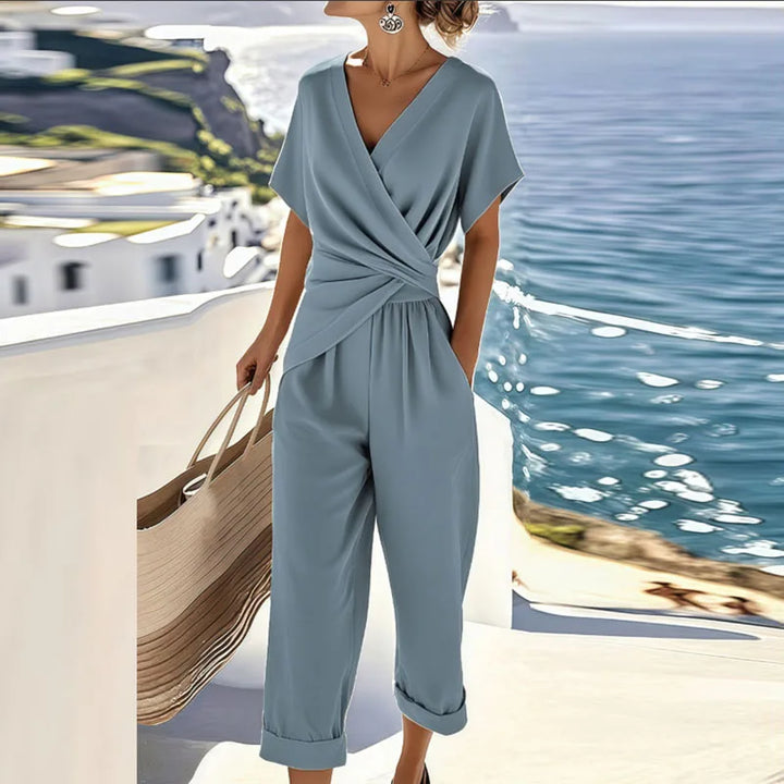 Colleen | Wrap-Front Cropped Jumpsuit