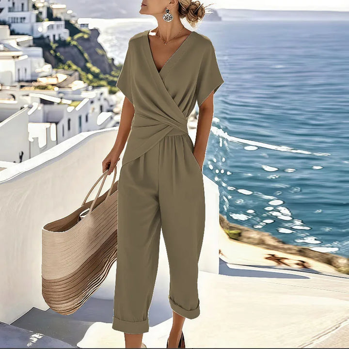 Colleen | Wrap-Front Cropped Jumpsuit