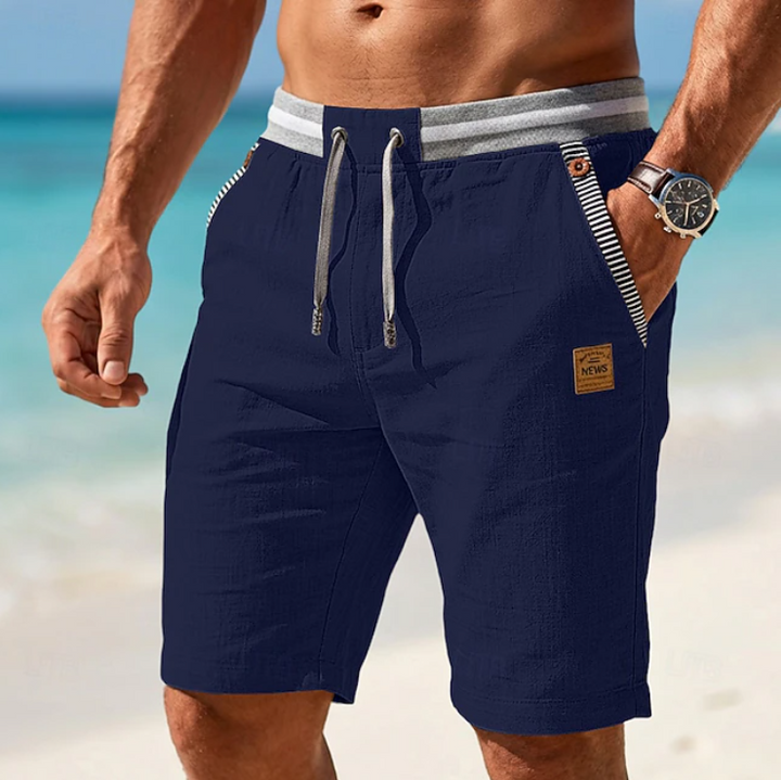 Gabriel | Contrast Waistband Linen Shorts