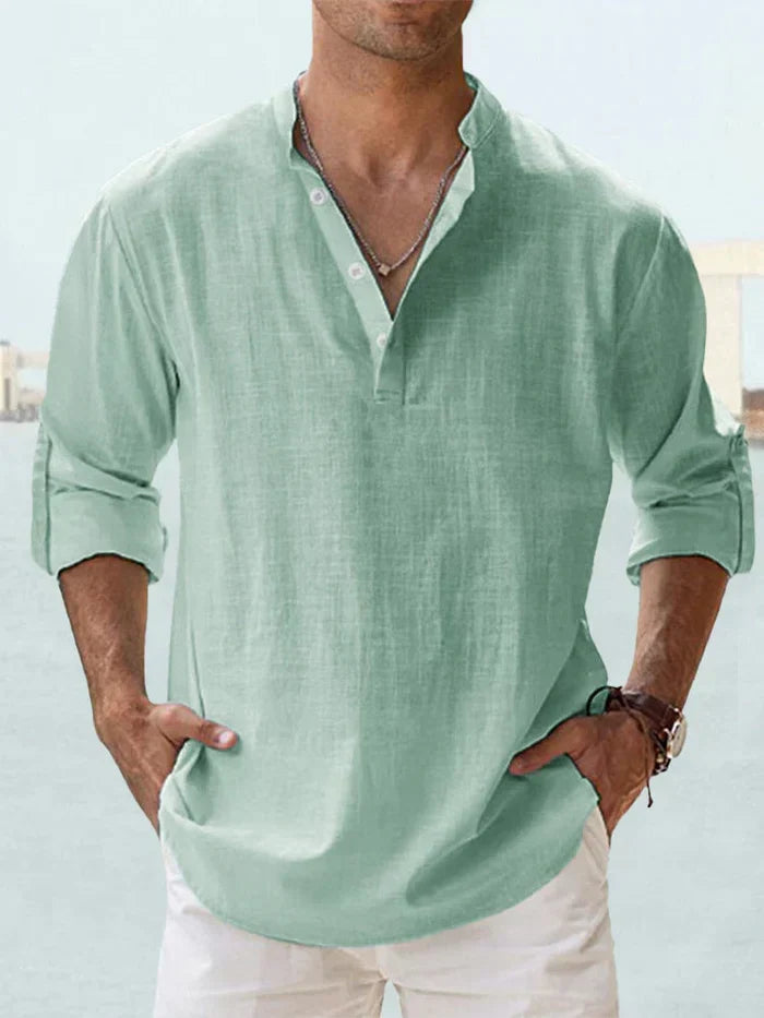 Sommerfeld | Men's Henley Linen Long-Sleeve Shirt