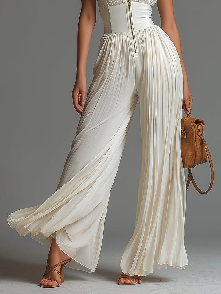 Zsófia | Pleated Halter Neck Wide-Leg Jumpsuit