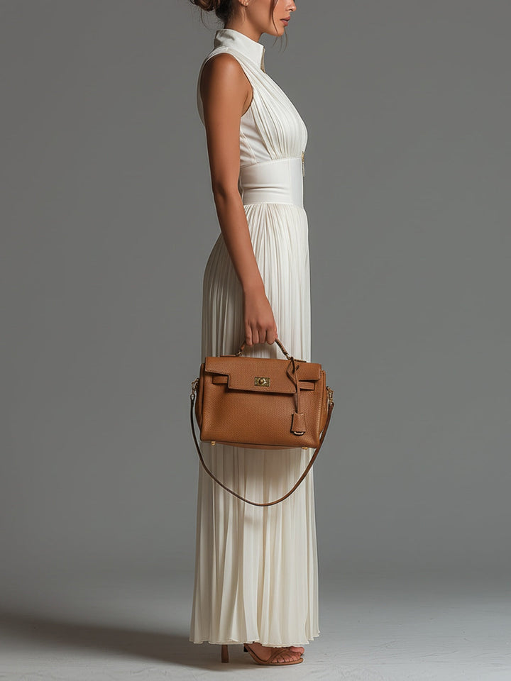 Zsófia | Pleated Halter Neck Wide-Leg Jumpsuit