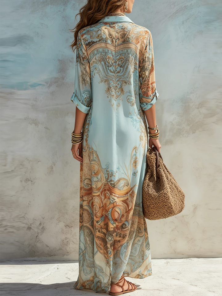 Selina | Printed Maxi Shirt Dress