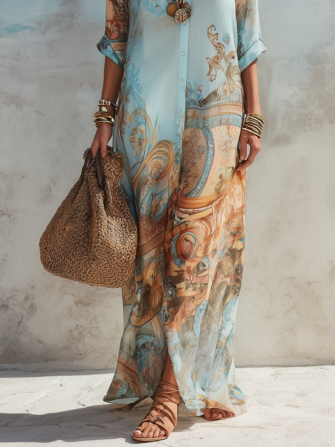 Selina | Printed Maxi Shirt Dress