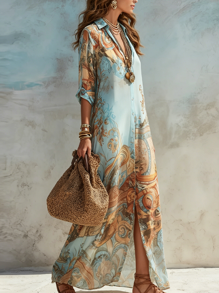 Selina | Printed Maxi Shirt Dress