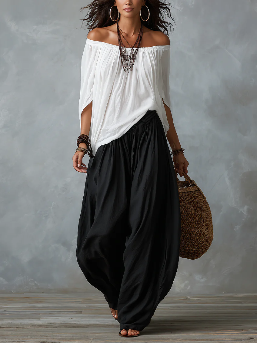 Marisol | Off-Shoulder Top & Lantern Trouser Set