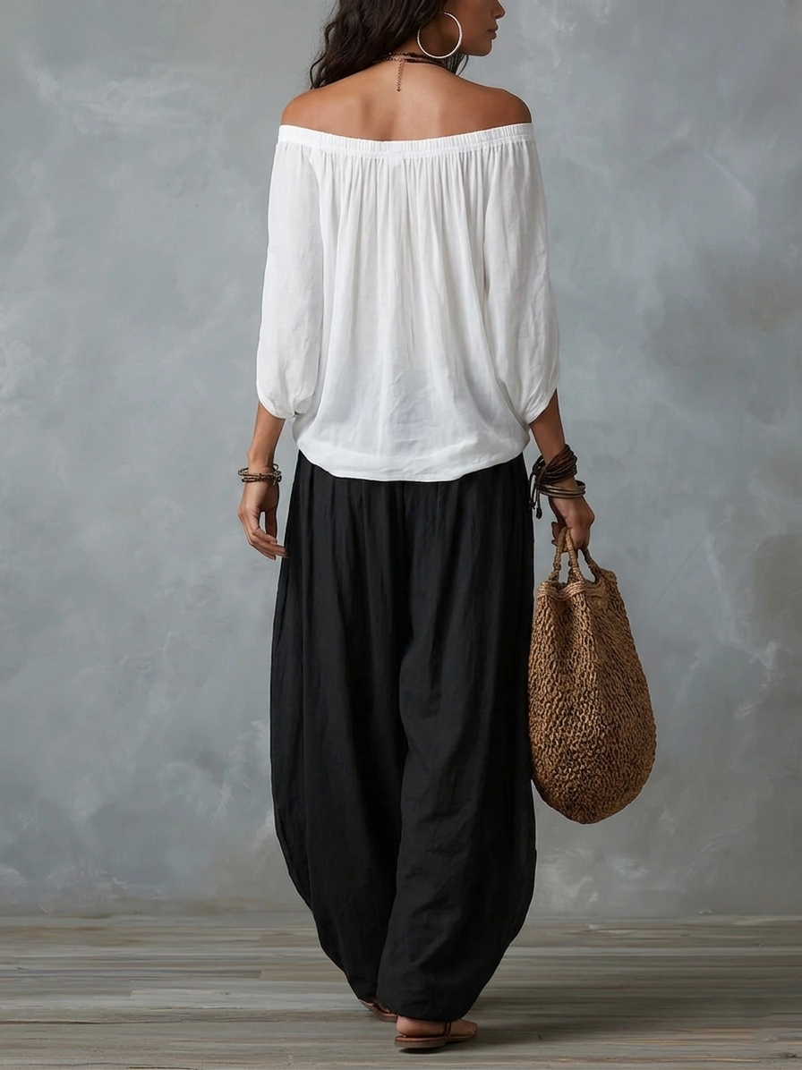 Marisol | Off-Shoulder Top & Lantern Trouser Set
