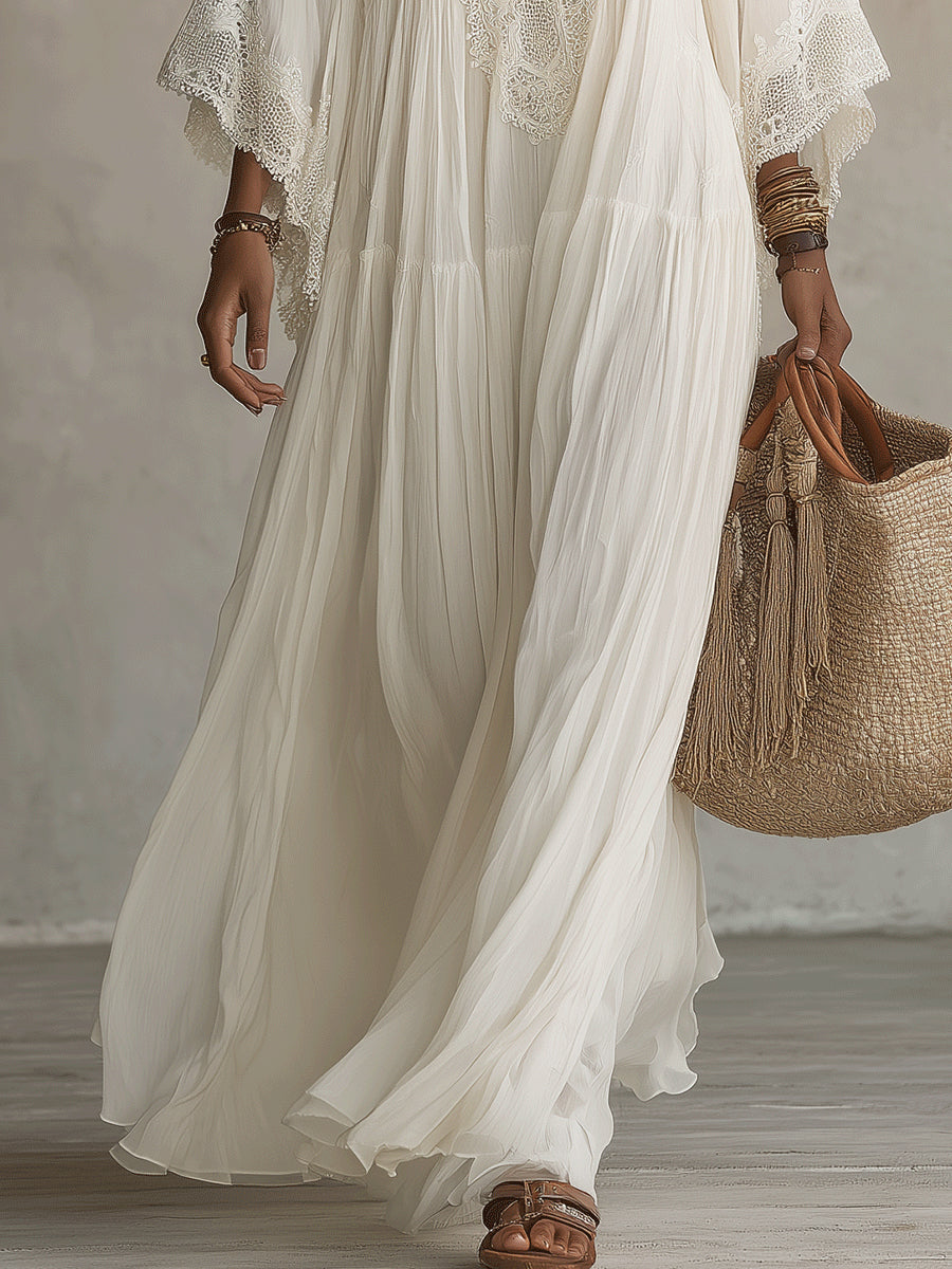 Celestina | Lace Trim Maxi Dress