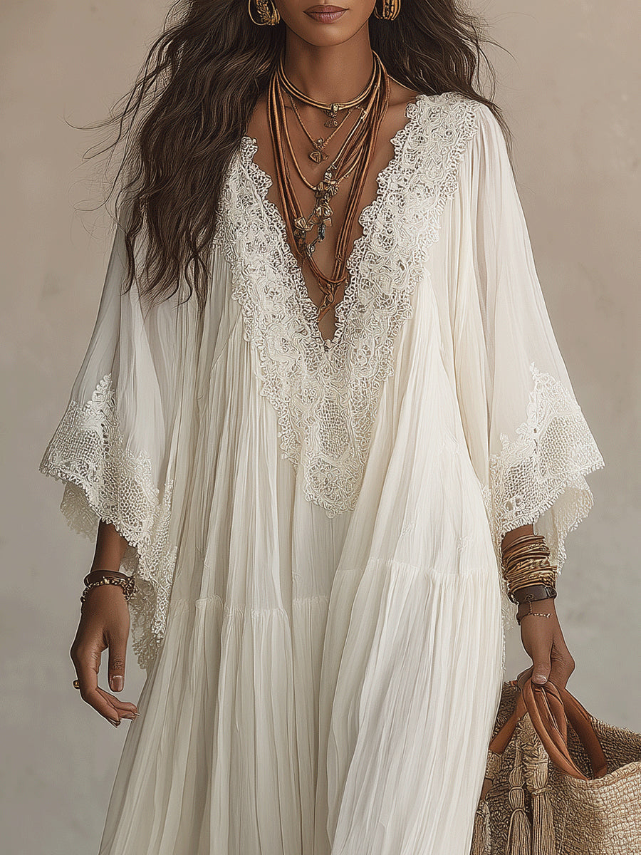 Celestina | Lace Trim Maxi Dress