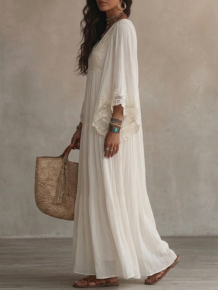 Celestina | Lace Trim Maxi Dress