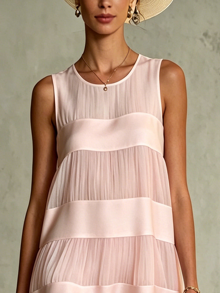 Sienna | Tiered Pleat & Satin Panel Mini Dress