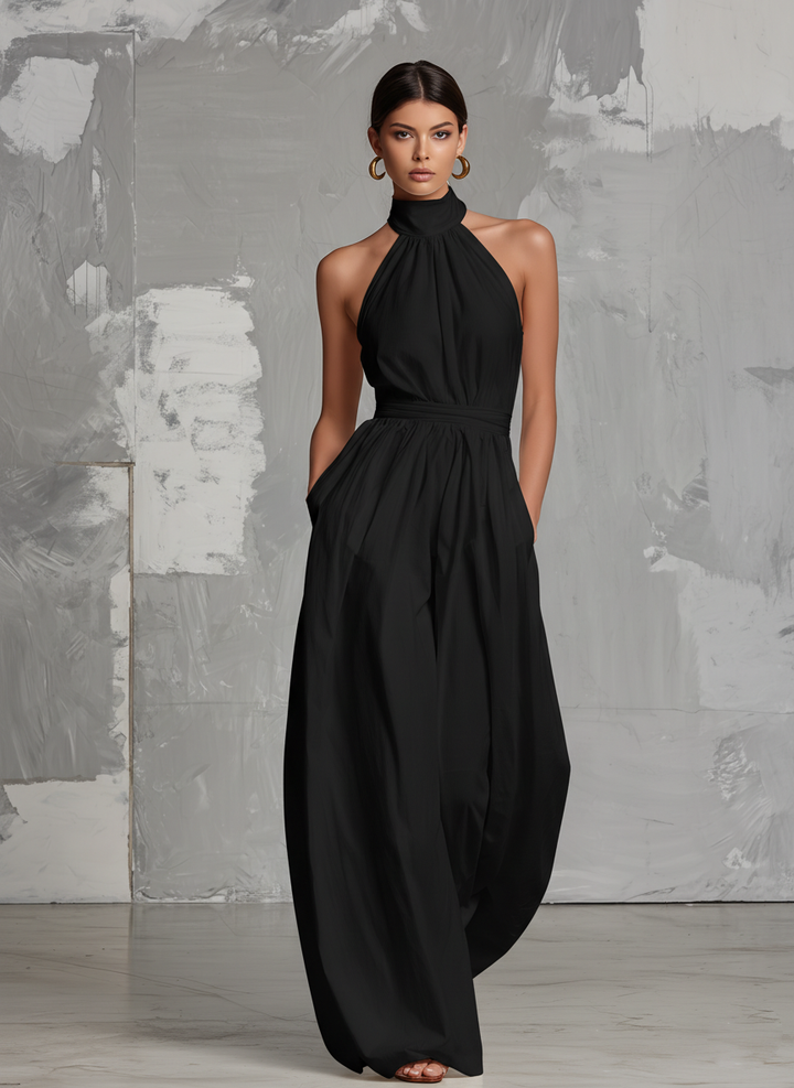 Zoltán | Draped Halter Neck Wide-Leg Jumpsuit